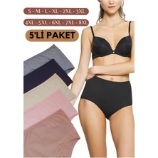 Red İç Giyim Pamuklu Battal Büyük Beden Kadın Külot Bato 5 Li Paket Likralı Yüksek Bel Geniş Kenarlı