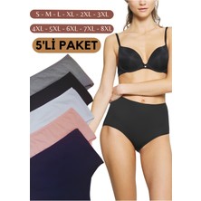 Red İç Giyim Pamuklu Battal Büyük Beden Kadın Külot Bato 5 Li Paket Likralı Yüksek Bel Geniş Kenarlı