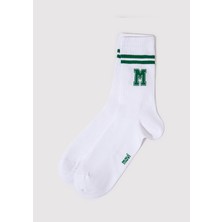 Mavi Mavi Logo Detaylı Beyaz Soket Çorap 0911108-85310