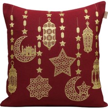 Belıeve Ramazan Fener Jakarlı Dokuma Goblen  Dekoratif  Kırmızı Kırlent  45 x 45