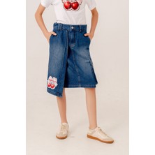 Kız Çocuk Sağ Üst Parçalı Kot Etek 2602