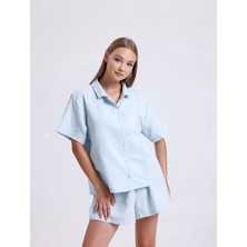 Duin Collection Bebe Mavisi Müslin Şortlu Takım