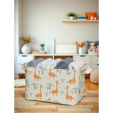 Homy Giraffe 2 Desenli Çok Amaçlı Dolap Içi Düzenleyici Dekoratif Dikdörtgen Düzenleyici Sepet 30 x 22 x 18