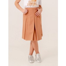 Kız Çocuk Gabardin Pileli Keten Etek 2958
