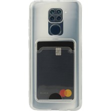 Bilişim Akademi Kartlıklı Kılıf Xiaomi Redmi Note 9 Kart Koymalı  Şeffaf Silikon - Şeffaf
