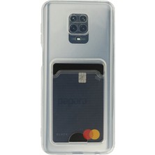 Bilişim Akademi Kartlıklı Kılıf Xiaomi Redmi Note 9s Kart Koymalı  Şeffaf Silikon - Şeffaf