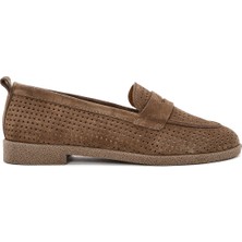 Derimod Kadın Taba Süet Deri Loafer 25SFD510410