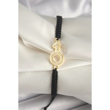 Callerrons Accessories Pirinç Gold Renk Zirkon Taşlı Mars Figür Asansörlü Makrome Model Kadın Bileklik - EBJ250301W31653