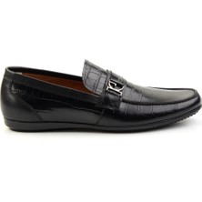 Bambi Siyah Kroko  Deri Erkek Casual Ayakkabı E01758026011