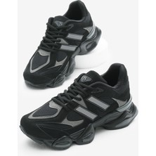 Tonny Black Unisex Siyah Poli Taban Anorak Desenli Yüksek Taban Bağcıklı Spor Ayakkabı
