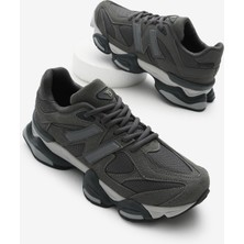 Tonny Black Unisex Füme Poli Taban Anorak Desenli Yüksek Taban Bağcıklı Spor Ayakkabı