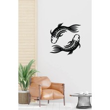 Koi Balığı Duvar Süsü Tablo - 35X35 Cm, Feng Shui Sembolü