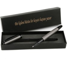 Mat Gri Kişiye Özel Lüks Roller Kalem Kişisel Yazılı Kutu