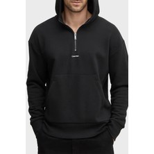 Calvin Klein Pamuklu Regular Fit Yarım Fermuarlı Kapüşonlu Sweat K10K113762BEH Erkek Sweat K10K113762 Beh
