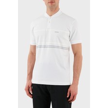 Boss Şeritli  Pamuk Regular Fit Düğmeli Kolej Yaka T Shirt Erkek T Shirt 50512996 100