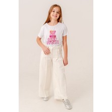 Kız Çocuk Pileli Geniş Keten Pantolon 2573