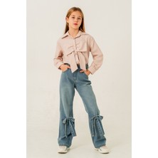 Kız Çocuk Paça Fiyonklu Kot Pantolon 2188