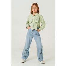 Kız Çocuk Paça Fiyonklu Kot Pantolon 2188