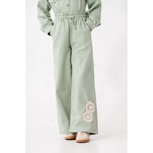 Kız Çocuk Lastikli Keten Pantolon 2571