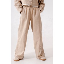 Kız Çocuk Lastikli Keten Pantolon 2571