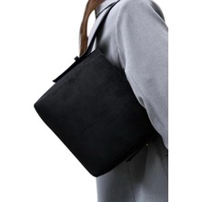 Ceeldu Kadın Siyah Süet Ayarlanabilir Askılı Omuz Çantası