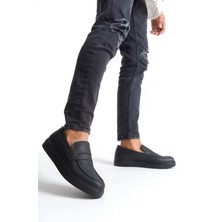 SLW180 Estilo x Bağcıksız Cilt Erkek Günlük Spor Klasik Ayakkabı St Siyah