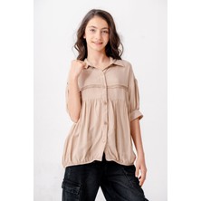 Giyicem Kız Çocuk Roba Nervürlü Gömlek 3164