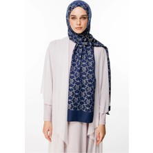 Mooncorn Marrakech Desen Çift Taraflı Şal Lacivert-Bej