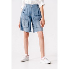 Kız Çocuk Körük Cepli Kot Şort 2868