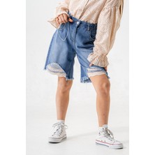 Kız Çocuk Paça Fistolu Kot Şort 2865