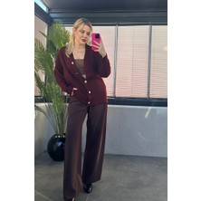 Mir Store Bordo Fitilli Oversize Basic Örme Hırka