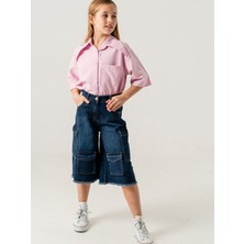 Kız Çocuk Çok Cepli Kot Şort 2861