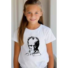 Aselinda Atatürk Baskılı Beyaz Çocuk Tişört