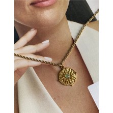 Su Yeşili Taşlı Kutup Yıldızı Gold Paslanmaz Çelik Kadın Kolye – Modern ve Şık Tasarım