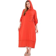 Phuti Tasarım Pamuk Kapşonlu Pul Detaylı Elbise