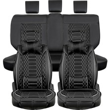 
mercedes E Serisi Uyumlu Yarı Deri Oto Koltuk Kılıfı Tam Set Mars Seri (Siyah-Beyaz)