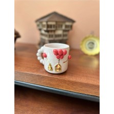 TuanART Ev Uçan Balon Seramik Mug Kupa 24K Altın Kaplama