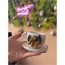 TuanART Sallanan Harf Seramik Mug Kupa 24K Altın Kaplama