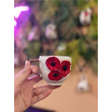 Seramik Gelincik Model Bardak Mug Kahve Fincanı