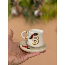 Kokina Detay Harf El Yapımı Seramik Bardak Kupa Mug