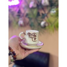 Kelebek B Harf Detay Seramik Mug Kupa 24K Altın Kaplama