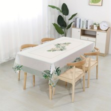 GM Home Beyaz Gül Desenli Dijital Baskı Dertsiz Kumaş Masa Örtüsü