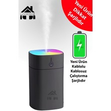 Luvroshe YENİ ŞARJLI  H2O Şarjlı Humidifier 400 ml Ultrasonik Hava Nemlendirici Buhar Makinesi ve Aroma Difüzörü H2O