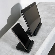 Woodsuppco Tablet ve Telefon Tutucu 2'li Set, Ahşap Tablet Standı, Ahşap Telefon Tutucu, Ofis Aksesuarı - Siyah