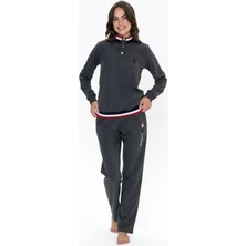 U.s. Polo Assn. 20112 Kadın Antrasıt Melanj Uzun Kollu Dik Yaka Pijama Takımı