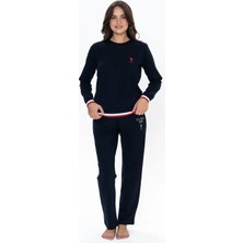 U.s. Polo Assn. 20110 Kadın Lacıvert Uzun Kollu Yuvarlak Yaka Pijama Takımı