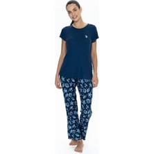 U.s. Polo Assn. 20105 Kadın Lacıvert Kısa Kollu Pijama Takımı