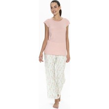 U.s. Polo Assn. 20079 Kadın Somon Kısa Kollu Yuvarlak Yaka Pijama Takımı