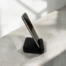 Masaüstü Telefon Tutucu, Ahşap Telefon Standı, Telefon Tutucu, Ofis Aksesuarı - Siyah