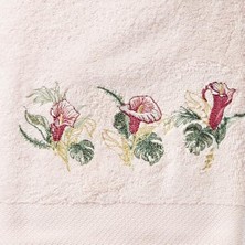 Floret Çiçek Desenli%60 Pamuk%40 Viskoz Hamam Seti, Somon, 2 Adet 70X150 cm Havlu, 2 Adet 50X90 cm Havlu